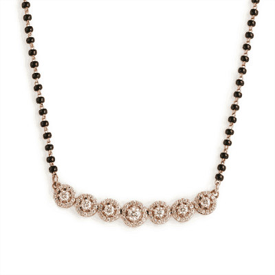 Diamond Halo Bar Mangalsutra in 18ct Rose Gold Diamond Halo Bar Mangalsutra in 18ct Rose Gold