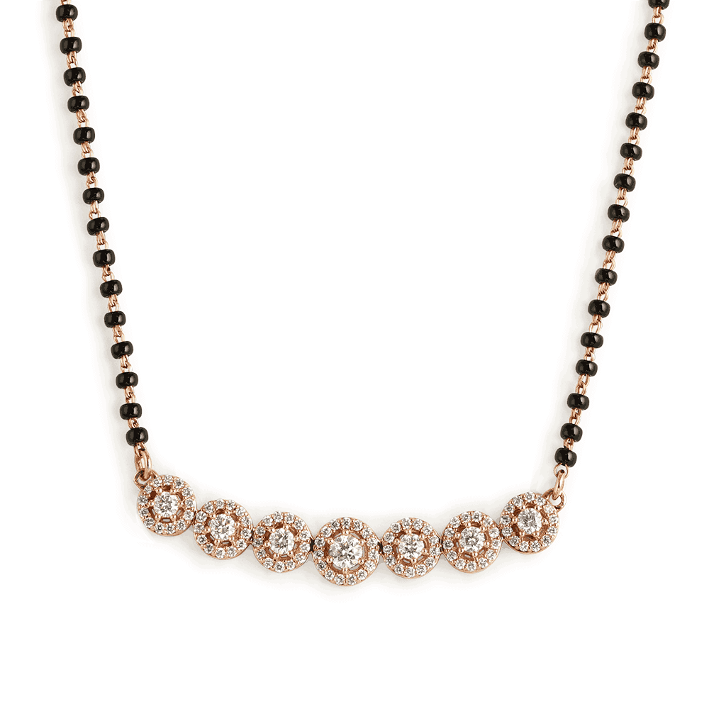 18 ayar pembe altın Diamond Halo Bar Mangalsutra 18 ayar pembe altın Diamond Halo Bar Mangalsutra