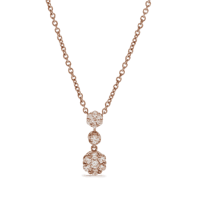Diamond Cluster Drop Necklace in 18ct Rose Gold Diamond Cluster Drop Necklace in 18ct Rose Gold