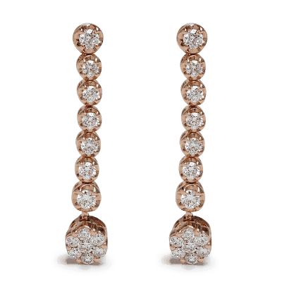 Diamond Cascade Drop Earrings in 18ct Rose Gold