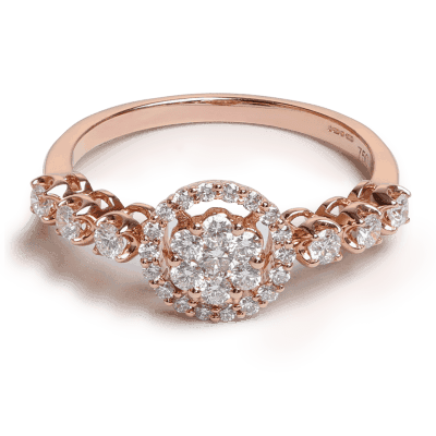 18ct Rose Gold Diamond Flower Ring for Women 18ct Rose Gold Diamond Flower Ring for Women