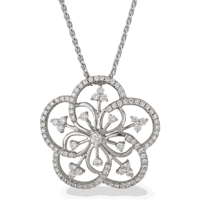 18ct White Gold Floweret Diamond Pendant