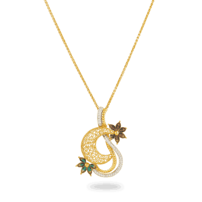 Gold Leaf Jali Pendant 22 karat