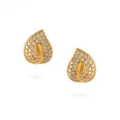 22ct Gold CZ Leaf Stud Earrings for Ladies 22ct Gold CZ Leaf Stud Earrings for Ladies