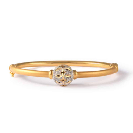 22ct Gold Bangle with Single Central Rhodium Bead 22ct Gold Bangle with Single Central Rhodium Bead