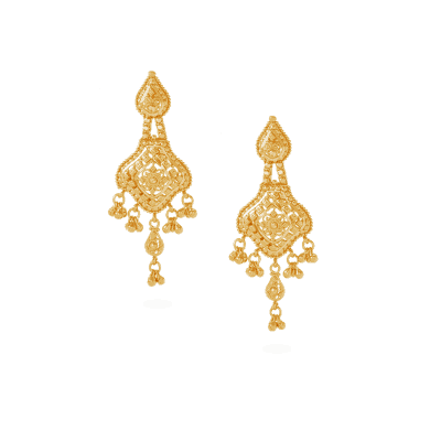 22ct Gold Jali Filigree Earrings