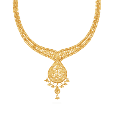 Jali Teardrop Filigree Necklace in 22ct Gold Jali Teardrop Filigree Necklace in 22ct Gold