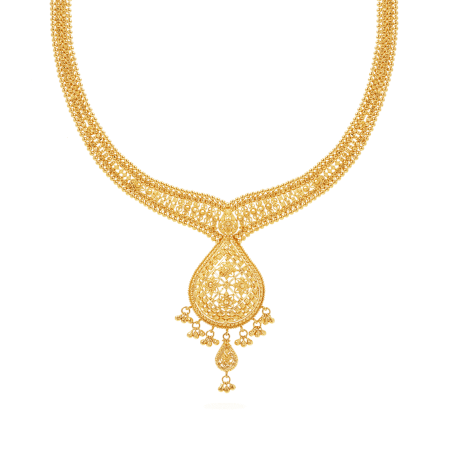 Jali Teardrop Filigree Necklace in 22ct Gold Jali Teardrop Filigree Necklace in 22ct Gold