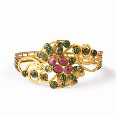 22ct Gold Floral Kada Bangle with Ruby & Emerald 22ct Gold Floral Kada Bangle with Ruby & Emerald