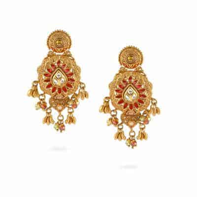 22ct Gold Meenakari Earrings with Kundan 22ct Gold Meenakari Earrings with Kundan