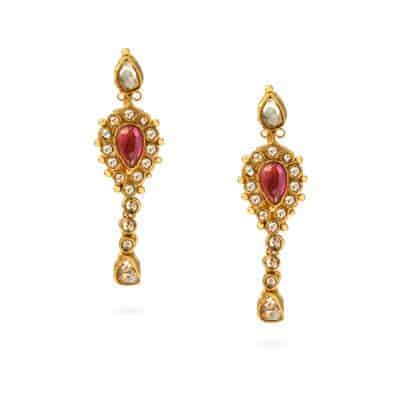 22ct Gold Polki Drop Earrings 22ct Gold Polki Drop Earrings
