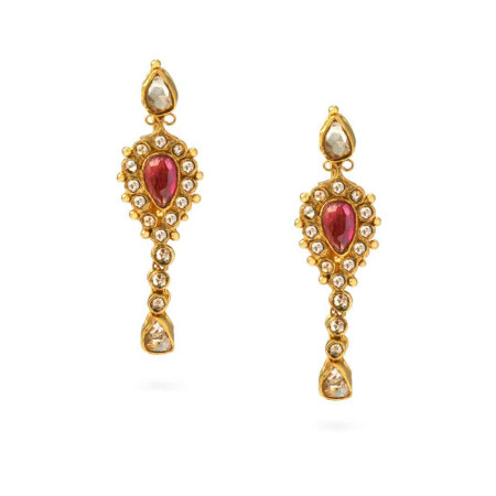 22ct Gold Polki Drop Earrings 22ct Gold Polki Drop Earrings
