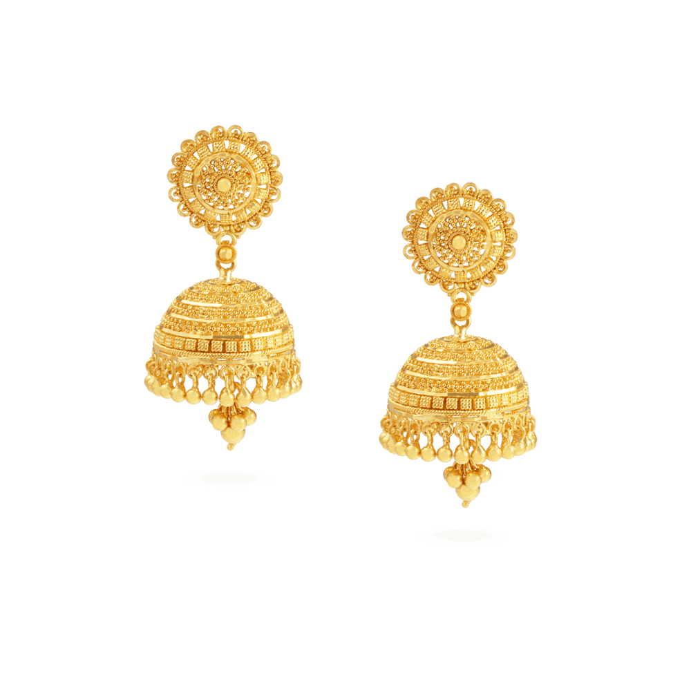 Classic Jali Jhumka Earrings – 22ct Gold Classic Jali Jhumka Earrings – 22ct Gold