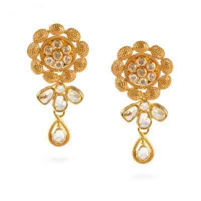 Diya 22ct Gold Polki Marigold Drop Earrings Diya 22ct Gold Polki Marigold Drop Earrings