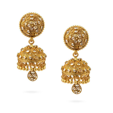 22ct Polki Stone Jhumkha Earrings 22ct Polki Stone Jhumkha Earrings