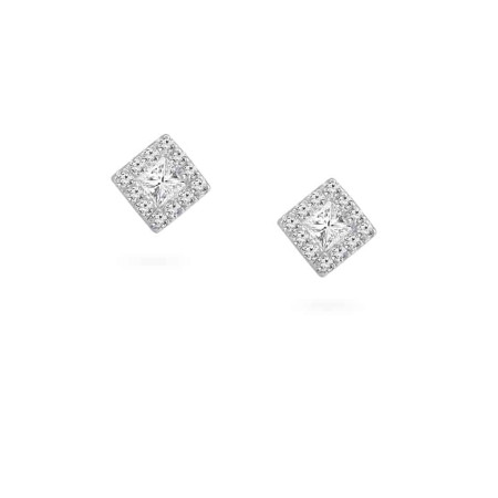 18ct White Gold Square Halo Diamond Earrings 18ct White Gold Square Halo Diamond Earrings