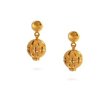 22ct Gold Ball Drop Earrings with Star Cut Design 22ct Gold Ball Drop Earrings with Star Cut Design