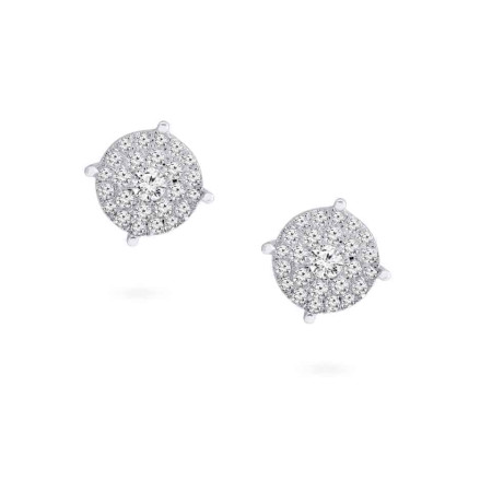 18ct White Gold Halo Cluster Diamond Earrings 18ct White Gold Halo Cluster Diamond Earrings
