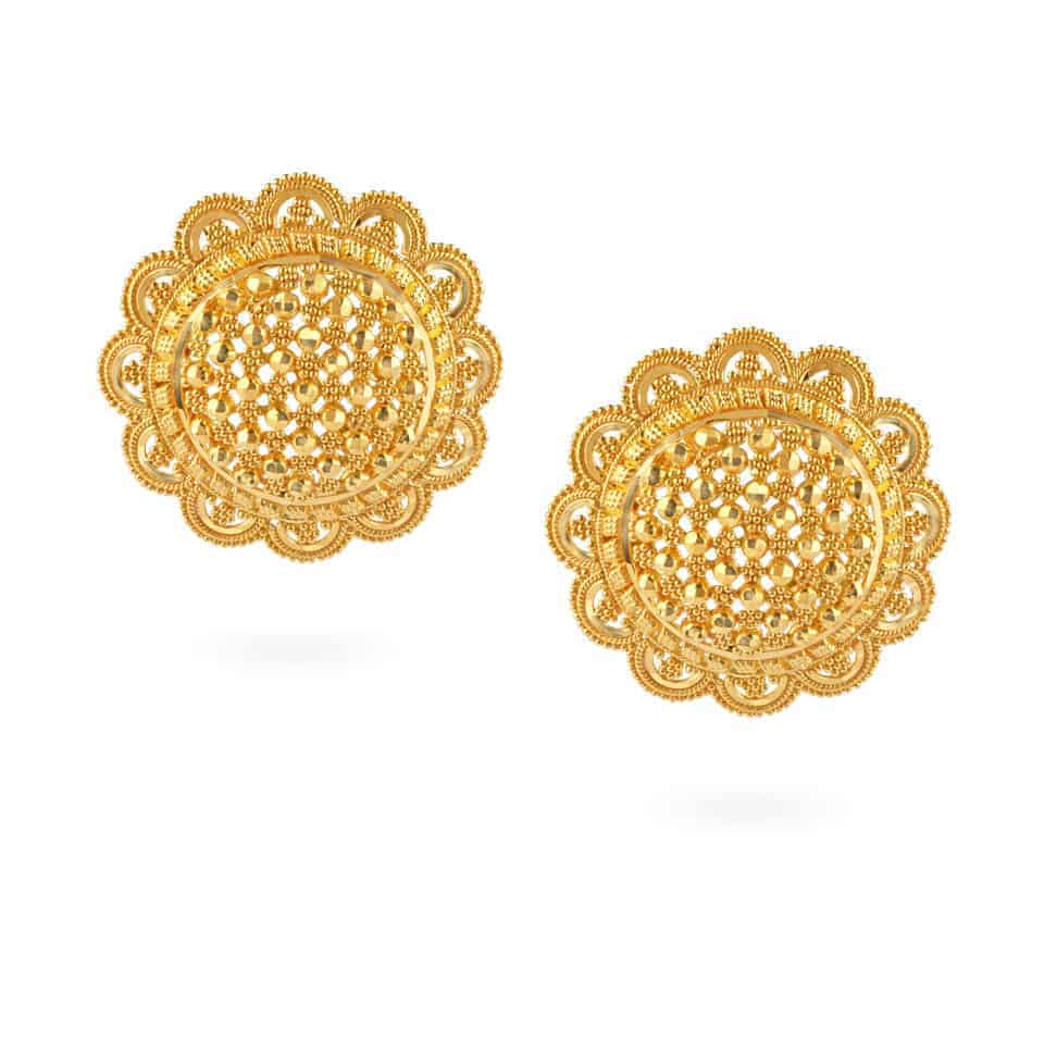 أقراط شبكية مرصعة بالذهب عيار 22 قيراط أقراط شبكية مرصعة بالذهب عيار 22 قيراط