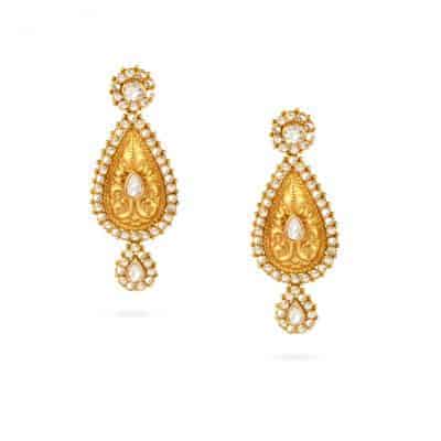 Classic Indian Polki Earrings in 22ct Gold