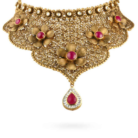 22ct Gold Kundan Floral Bridal Choker 22ct Gold Kundan Floral Bridal Choker