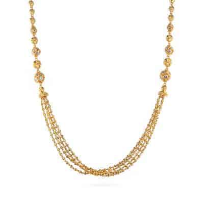 22ct Gold Multi-Chain Bridal Necklace with CZ Accents