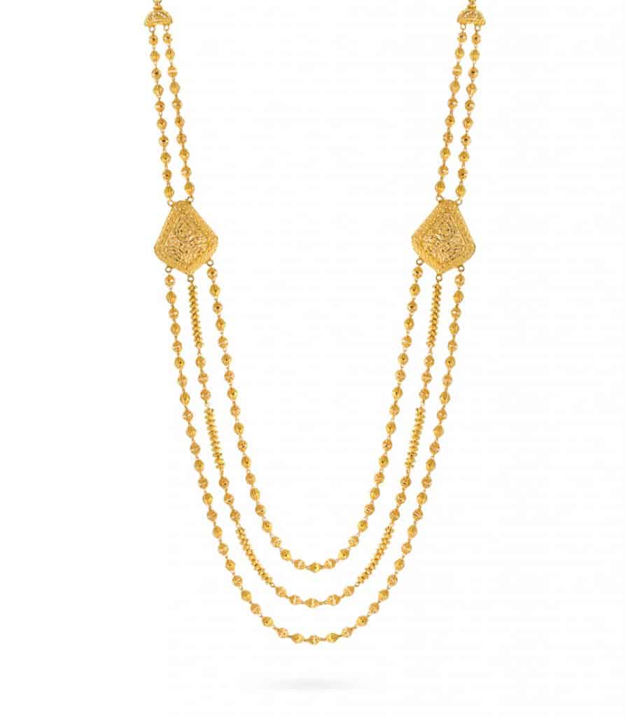 Jali-Halskette mit mehrreihigen Perlen aus 22 Karat Gold Jali-Halskette mit mehrreihigen Perlen aus 22 Karat Gold