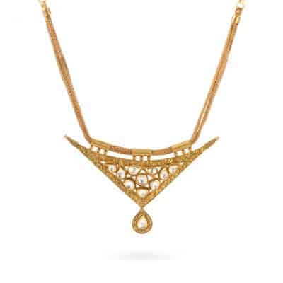 22ct Gold Kundan V-Shaped Bridal Necklace 22ct Gold Kundan V-Shaped Bridal Necklace
