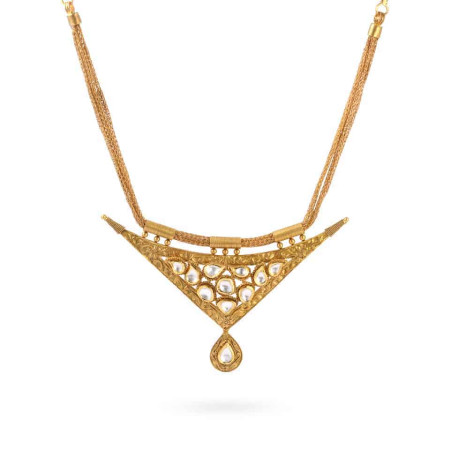 22ct Gold Kundan V-Shaped Bridal Necklace 22ct Gold Kundan V-Shaped Bridal Necklace