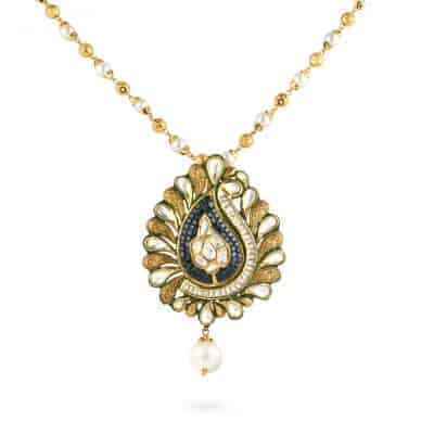 22ct Gold Kundan Pendant – Traditional Polki 22ct Gold Kundan Pendant – Traditional Polki