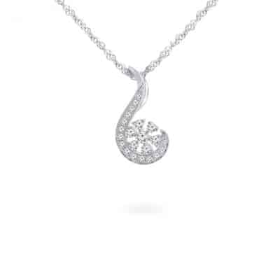 18ct White Gold Diamond Swirl Pendant – Floral Cluster 18ct White Gold Diamond Swirl Pendant – Floral Cluster