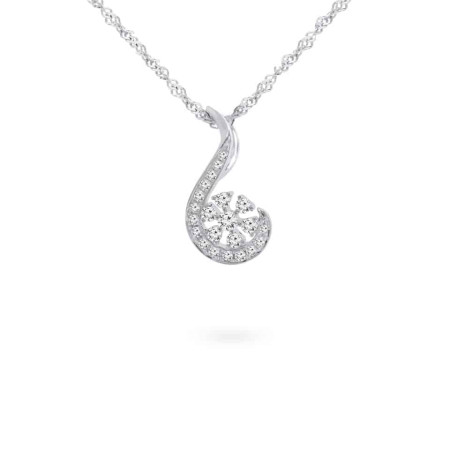 18ct White Gold Diamond Swirl Pendant – Floral Cluster 18ct White Gold Diamond Swirl Pendant – Floral Cluster