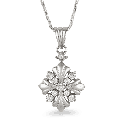 18ct Diamond Floral Bloom Ladies Pendant