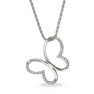 18ct White Gold Diamond Butterfly Pendant