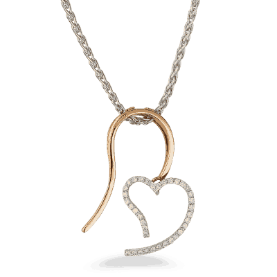 18ct White Gold Diamond Rose Heart Pendant 18ct White Gold Diamond Rose Heart Pendant