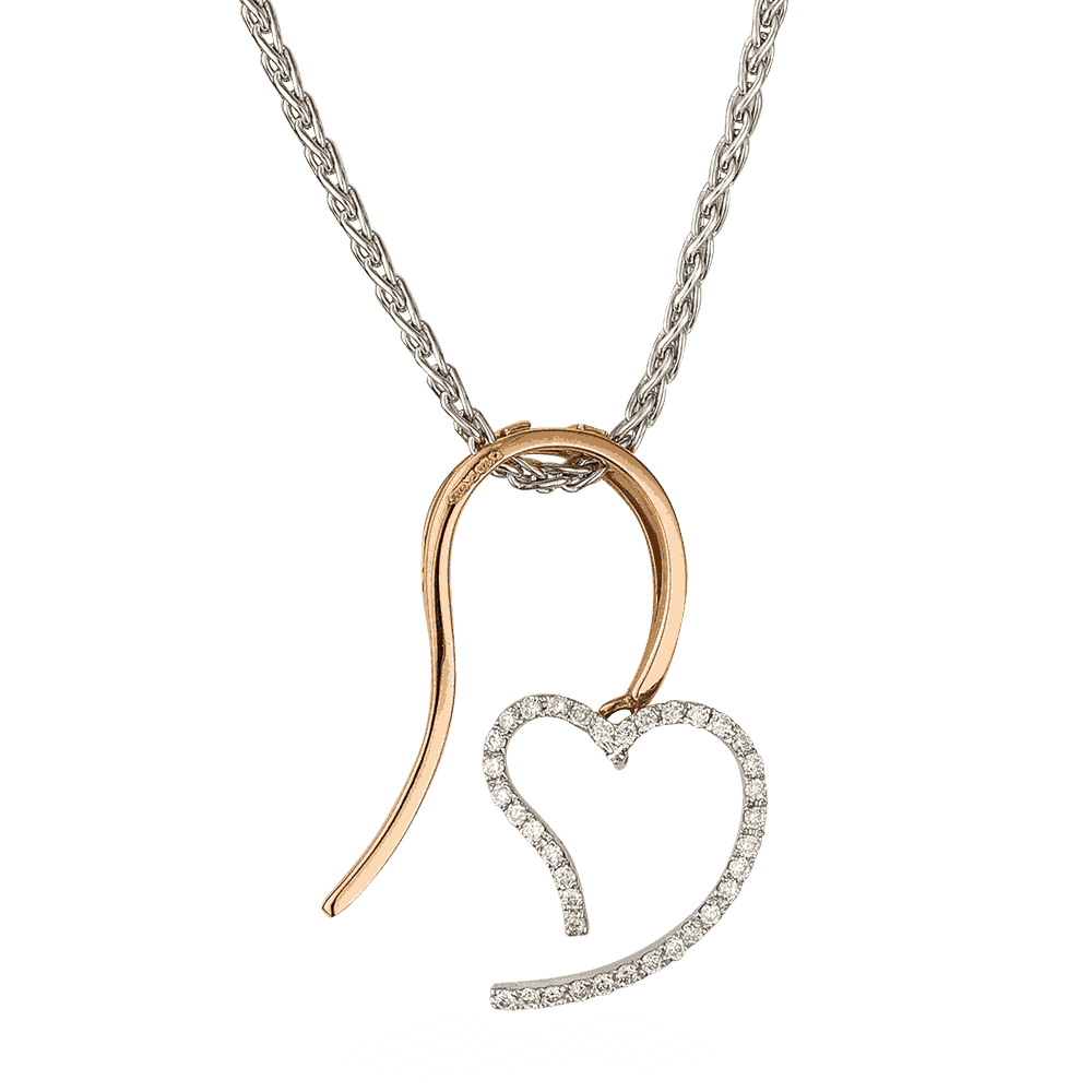 18 Ayar Beyaz Altın Pırlanta Gül Kalp Kolye 18 Ayar Beyaz Altın Pırlanta Gül Kalp Kolye