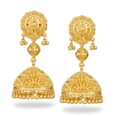 22ct Gold Temple Jhumka Earrings 22ct Gold Temple Jhumka Earrings