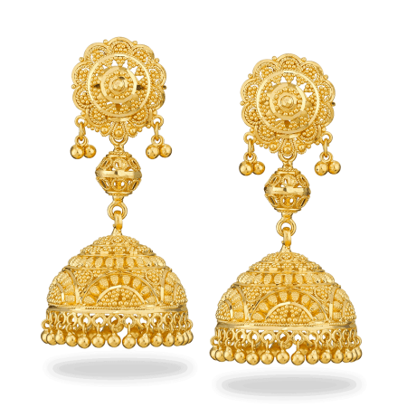 22ct Gold Temple Jhumka Earrings 22ct Gold Temple Jhumka Earrings