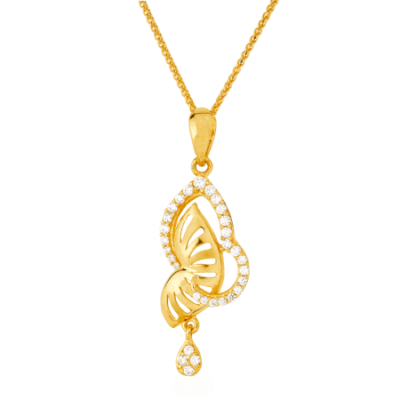 22ct Gold CZ Leaf Pendant 22ct Gold CZ Leaf Pendant