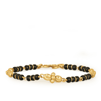 22ct Gold Baby Bracelet with Black Bead Accents