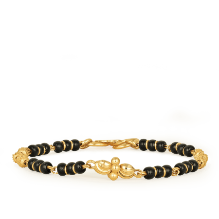 22ct Gold Baby Bracelet with Black Bead Accents 22ct Gold Baby Bracelet with Black Bead Accents
