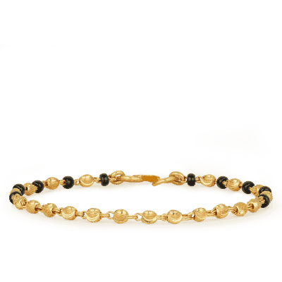 22ct Gold Baby Bracelet with Black Bead Accents