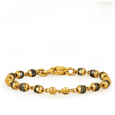 22ct Gold Baby Bracelet with Black Bead Accents
