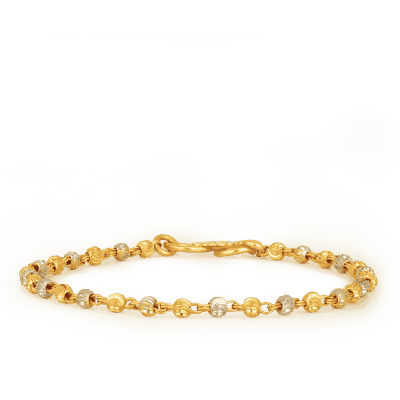 22ct Gold Baby Bracelet with Black Bead Accents