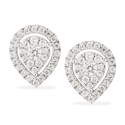 Pear Diamond Double Halo Stud Earrings Pear Diamond Double Halo Stud Earrings