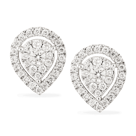 Pear Diamond Double Halo Stud Earrings Pear Diamond Double Halo Stud Earrings