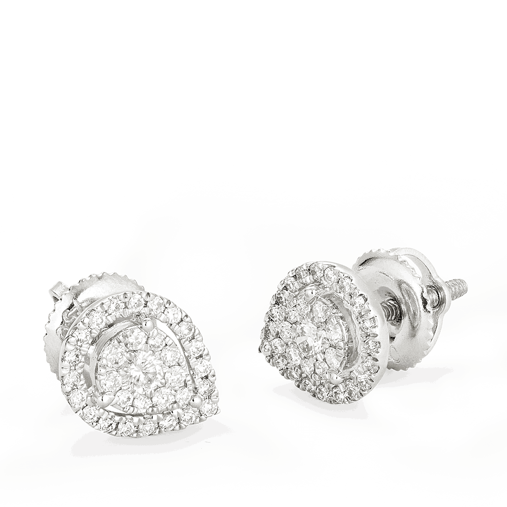 Armut Pırlanta Çift Halo Saplama Küpe Armut Pırlanta Çift Halo Saplama Küpe