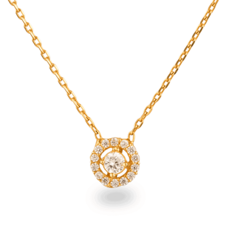 22ct Gold Circular Halo CZ Pendant Necklace