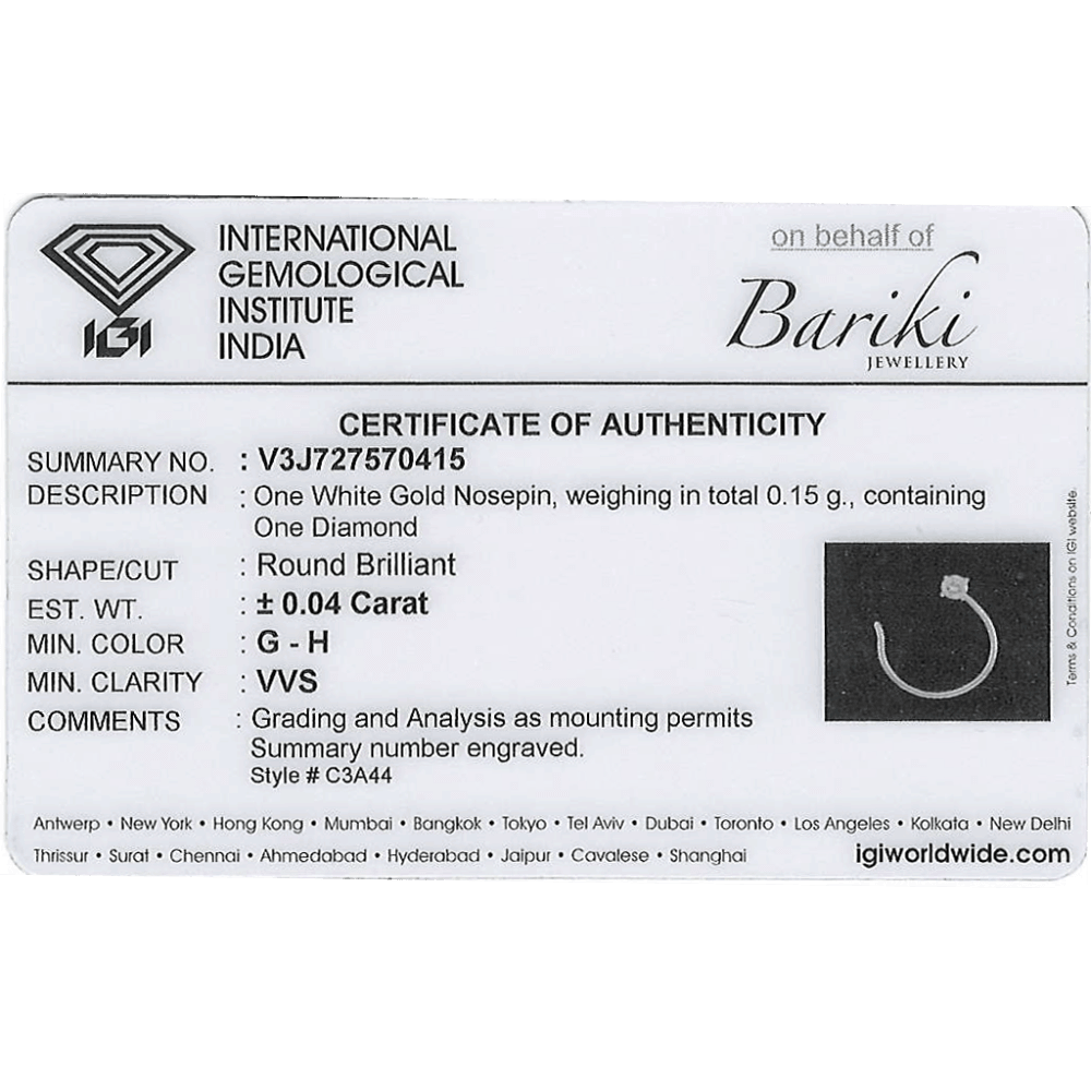 18 Karat Weißgold-Diamant-Nasenpiercing