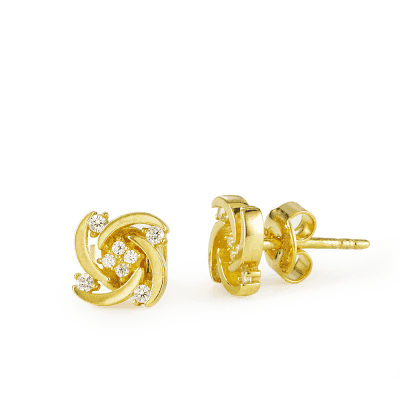 22ct Gold CZ Stud Earrings – Floral Swirl Design 22ct Gold CZ Stud Earrings – Floral Swirl Design